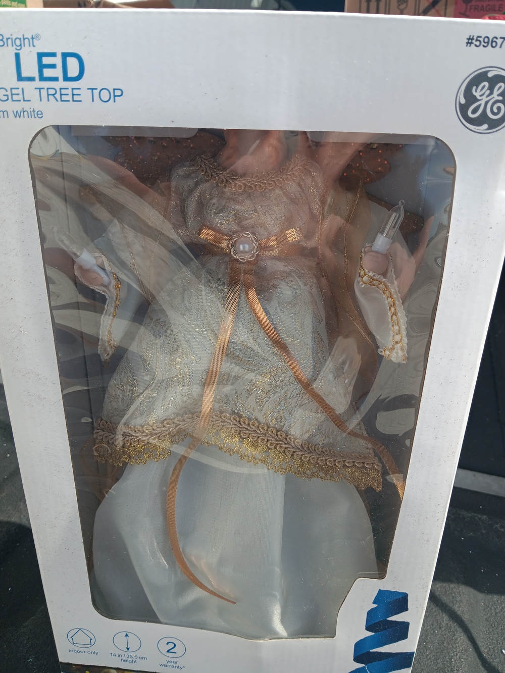 GE LED Angel Tree Top - White and Gold